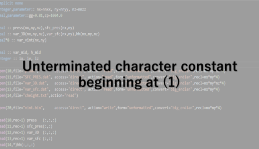 Unterminated character constant beginning at (1)　解決方法